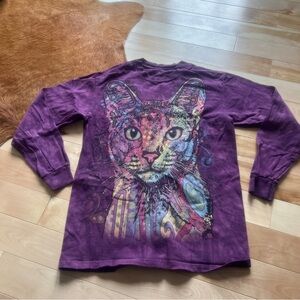 The Mountain Purple Cat Graphic Long Sleeve Shirt
